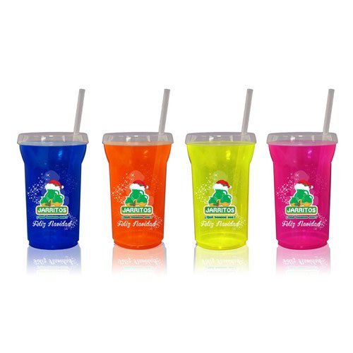 VASO CHELERO CON POPOTE FLUORESCENTE